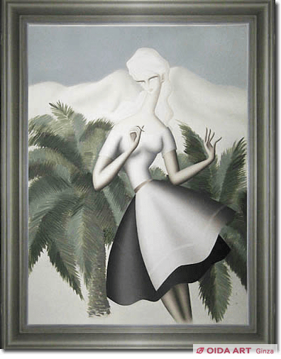 a*a様 東郷青児、絵画、油彩4号、白い手袋、肉筆、新品額縁、鴨居玲