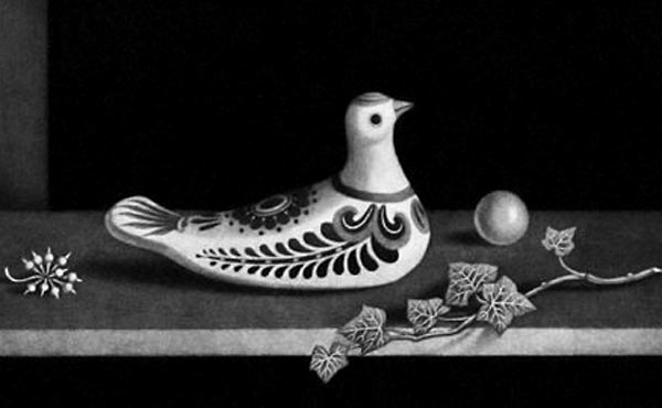 r長谷川潔の500部限定作品 「静物画・メキシコの鳩」真作保証 r長谷川