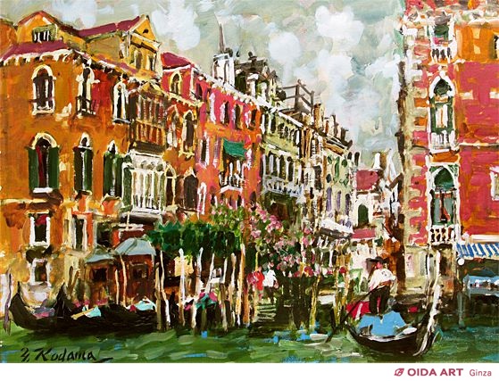 児玉幸雄油彩画 風景画 金色フレーム 児玉幸雄油彩画 風景画 金色