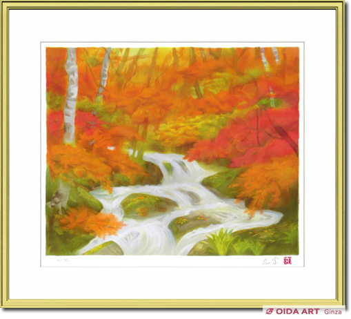 白日会 福田俊三 奥入瀬新緑 10号 優品油彩画 自然風景 白日会 福田