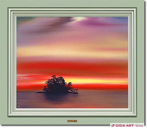 鎮西直秀「沖縄にて-羽地内海-」油彩画 油絵 直筆サイン入り F6サイズ