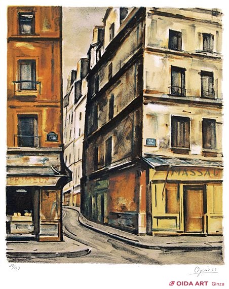 荻須高徳「サンマルクオーラ」リトグラフ 額装 1973年作 大判 文化勲章