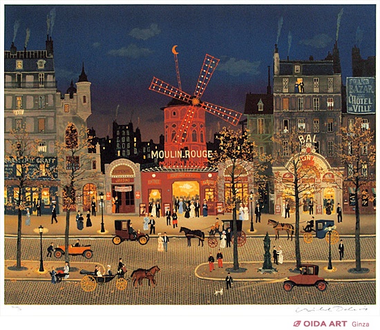 鈴木康雄 「ムーランルージュ」パリ 真筆 油絵 絵画 Amazon.co.jp