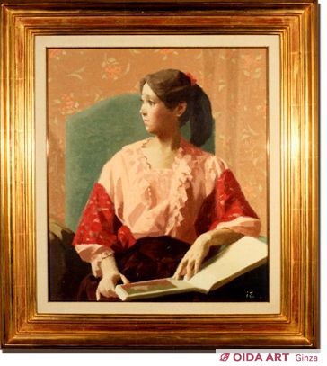 絵画 中村清治作 赤い衣装の婦人 楽天市場】中村清治 赤い服の婦人