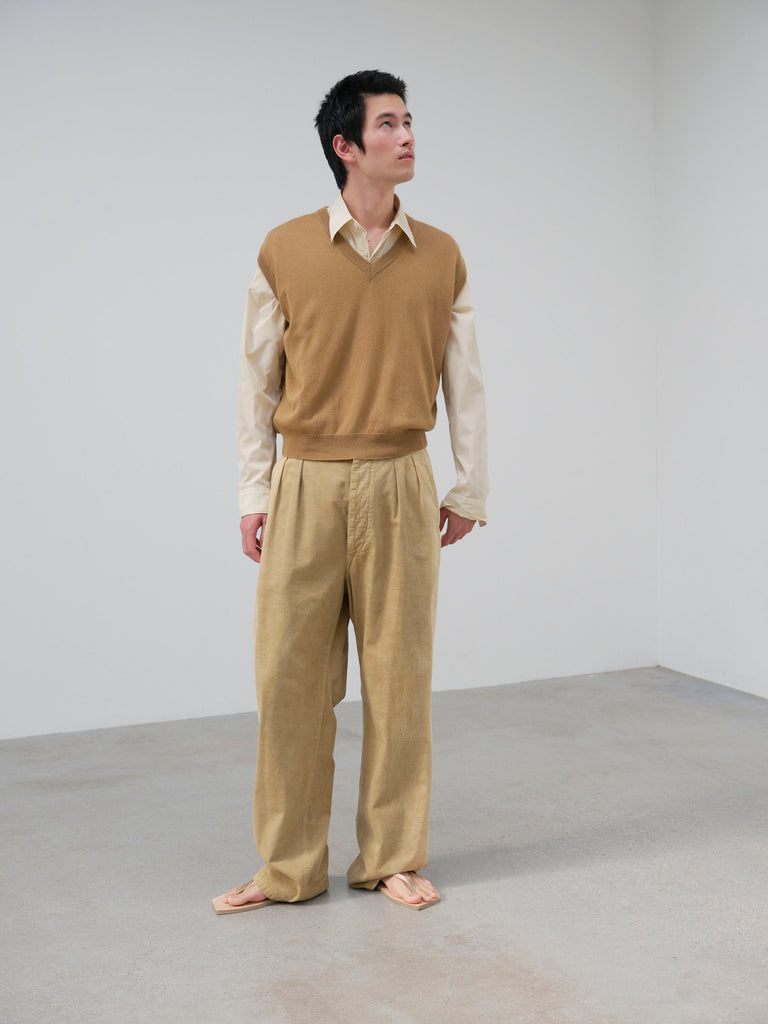 Auralee Men Finx Natural Gabardine Product Dyed Pants Fade Beige