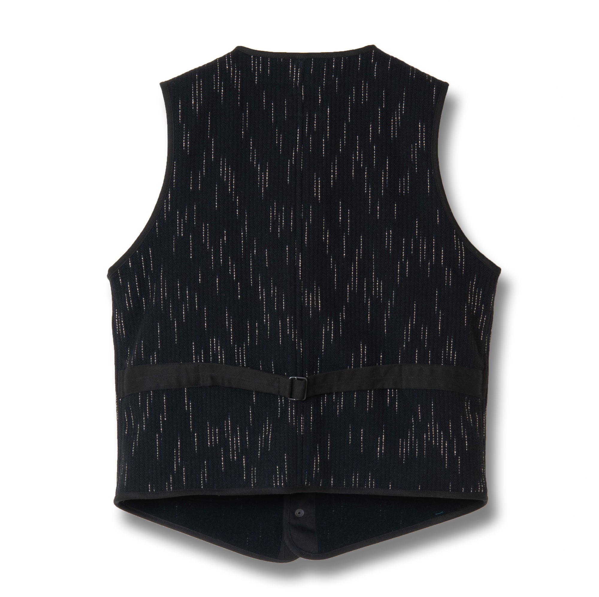 Studio D'Artisan Black Kasuri Dyed Beach Cloth Vest - Okayama Denim