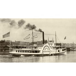 Sidewheeler Steamer Ocean Wave in Portland Harbor - c. 1895