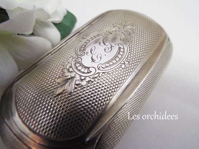 フランスアンティーク シルバー 純銀 エンジンターン 小箱 snuffbox