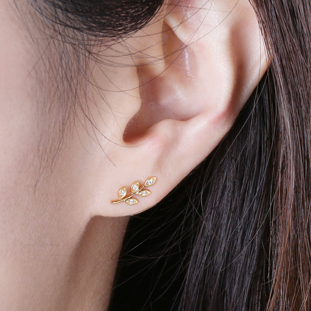 K18/Pt「リーフ」ピアス(片耳用)｜【オレフィーチェ】Orefice