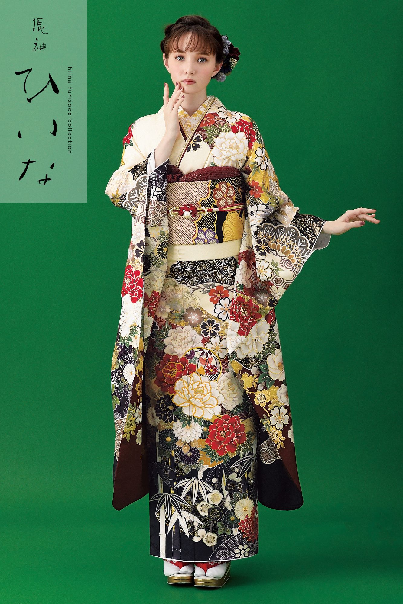 振袖 豪華 金彩 紋意匠 牡丹 大輪 身丈167cm パールトーン加工済