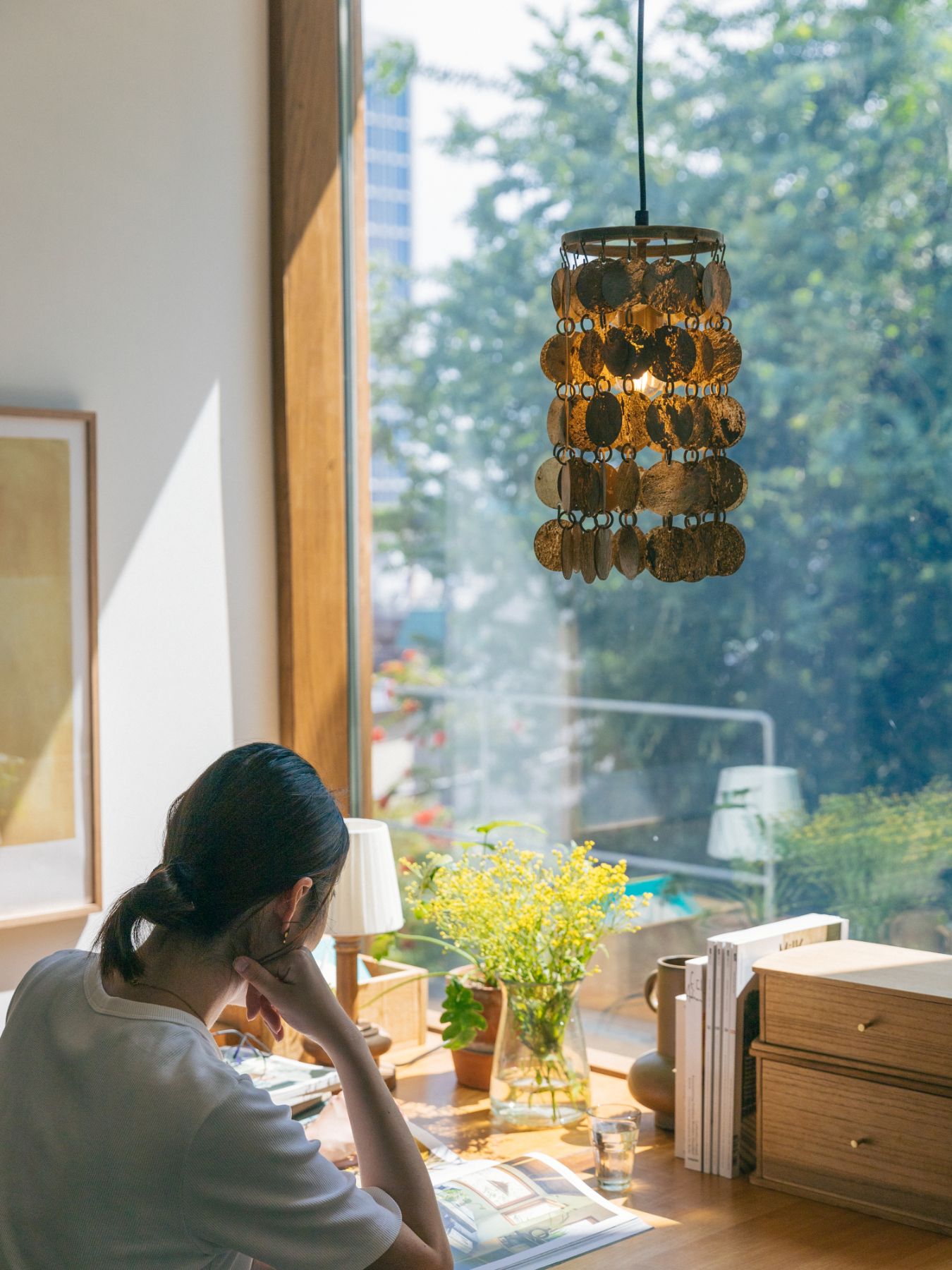 シャンデリア 1920年 フランス（紫と虹）アンティーク オパールセント