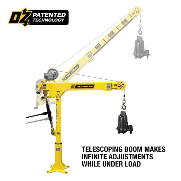 500 lb Tele-Pro® davit crane with carbon steel brake winch | OZ