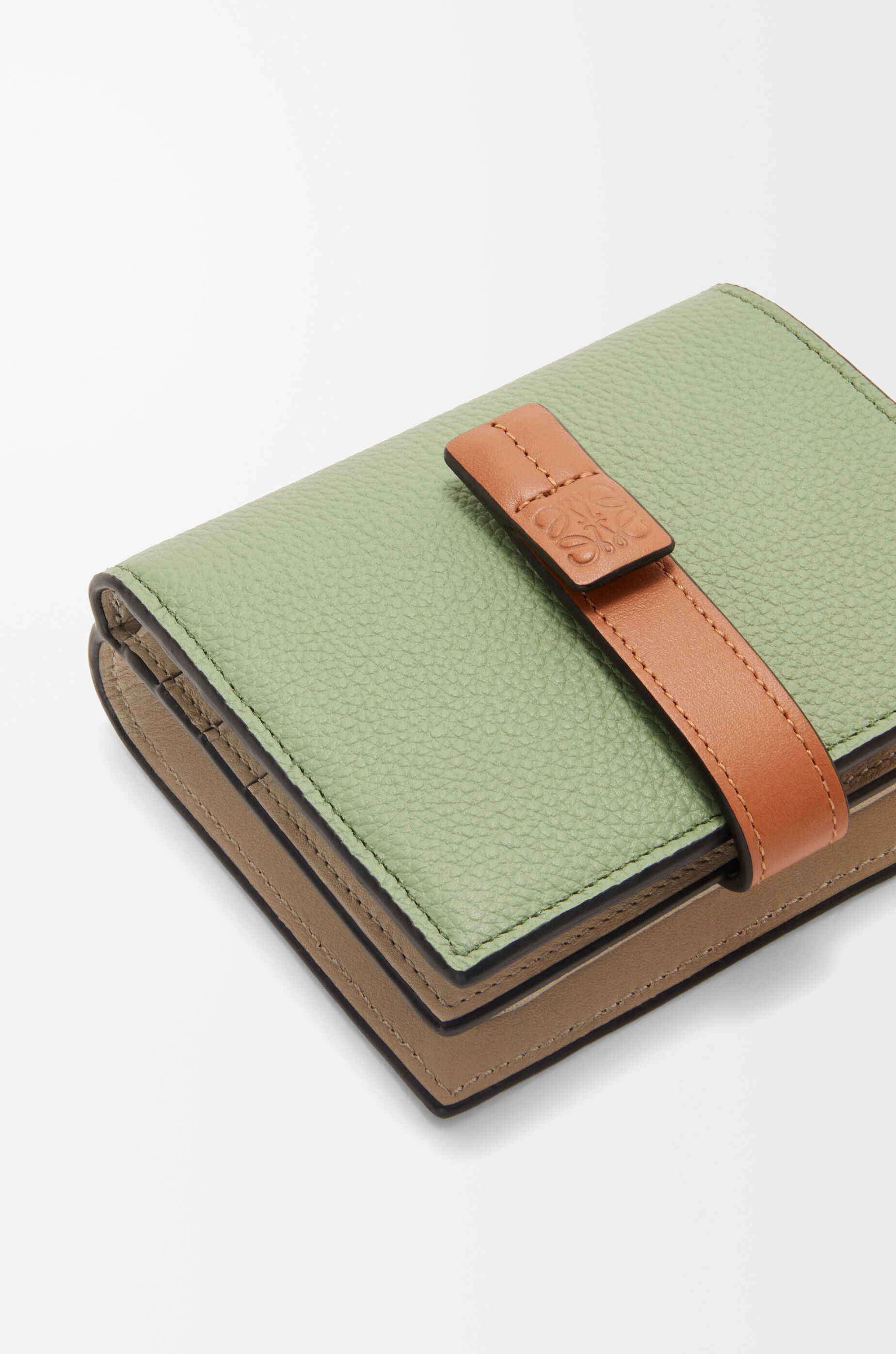 Compact zip wallet in soft grained calfskin Green - LOEWE USA