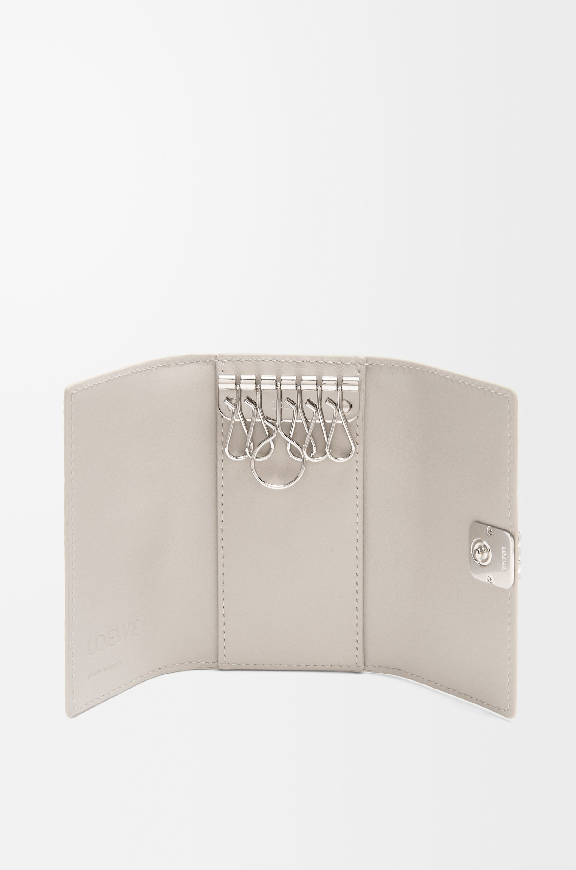 Anagram key case in pebble grained calfskin Grey - LOEWE USA