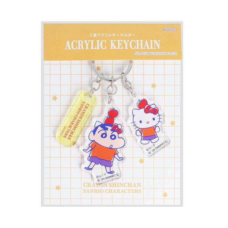 3連アクリルキーホルダー クレヨンしんちゃん×サンリオキャラクターズ