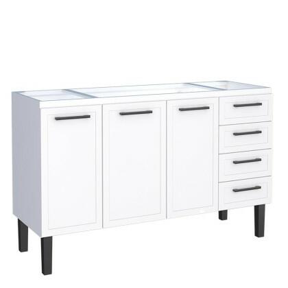Gabinete de Aço Para Pia 150cm 3 Portas 4 Gavetas 144x91x52cm Juno