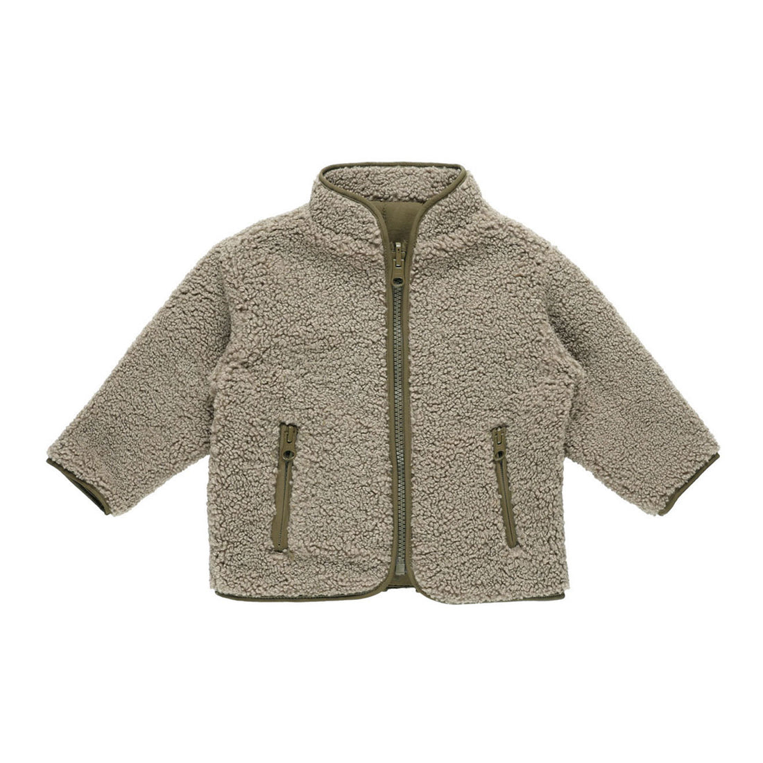 Quincy Mae Olive Shearling Zip Jacket – Ladida