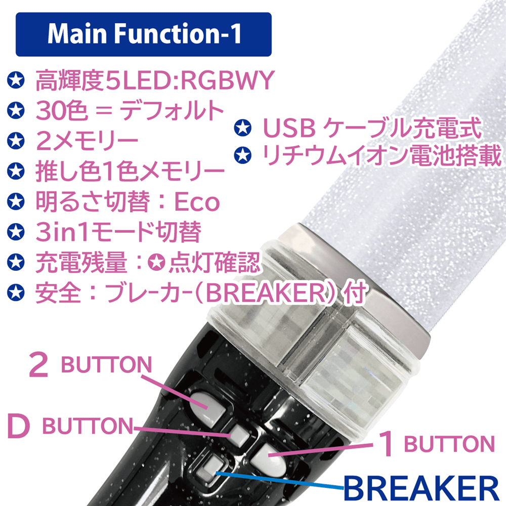 ミックスペンライト USB充電可能 Noir Decoハート キラキラDH ー