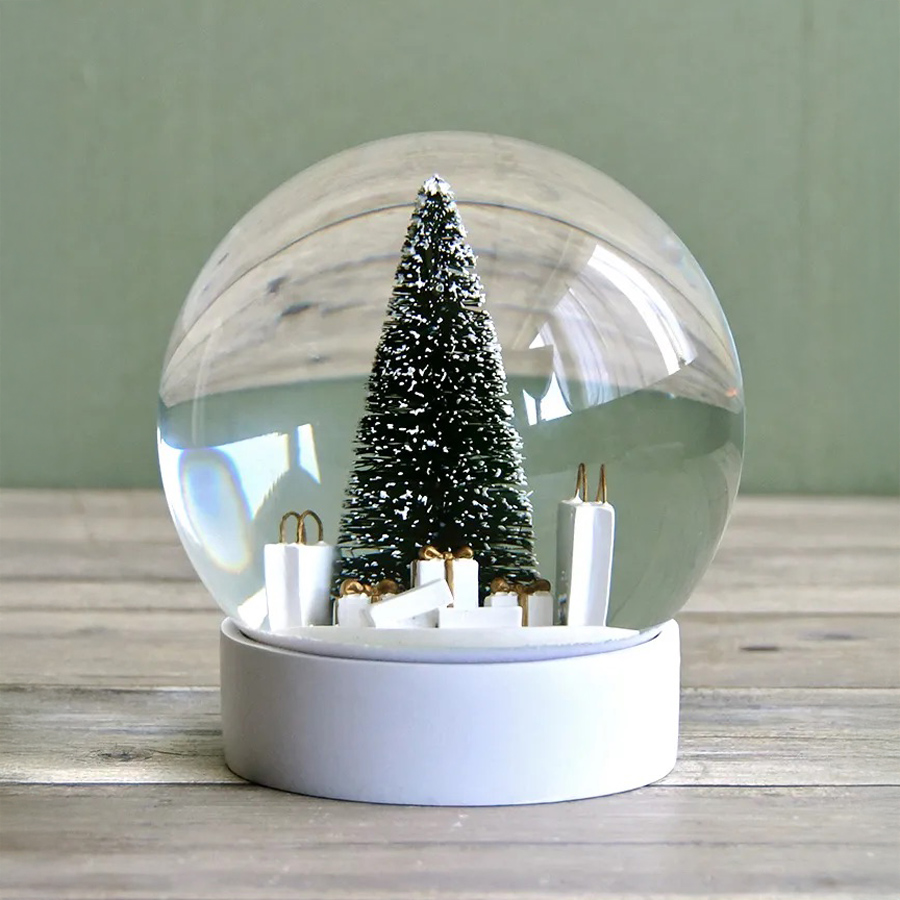 HM 】ツリー＆ギフト スノードーム ZODAX LA H16cm シンプルでおしゃれ