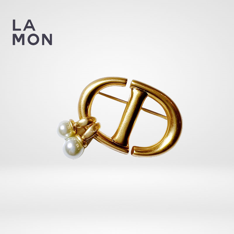 ディオール ブローチ DIOR CD NAVY BROOCH メタル レジン パール