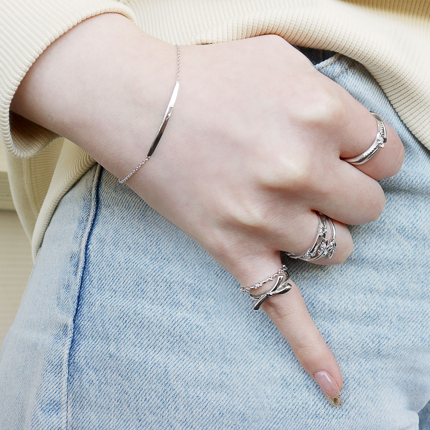 ピンキーリング レディース シルバー925 シルバー 誕生石 11月 ブルー