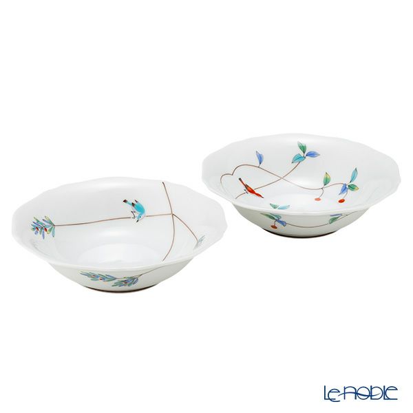 希少 香蘭社 染付 竹、孔雀（クジャク）、鳳凰文 皿 ボウル3客 希少