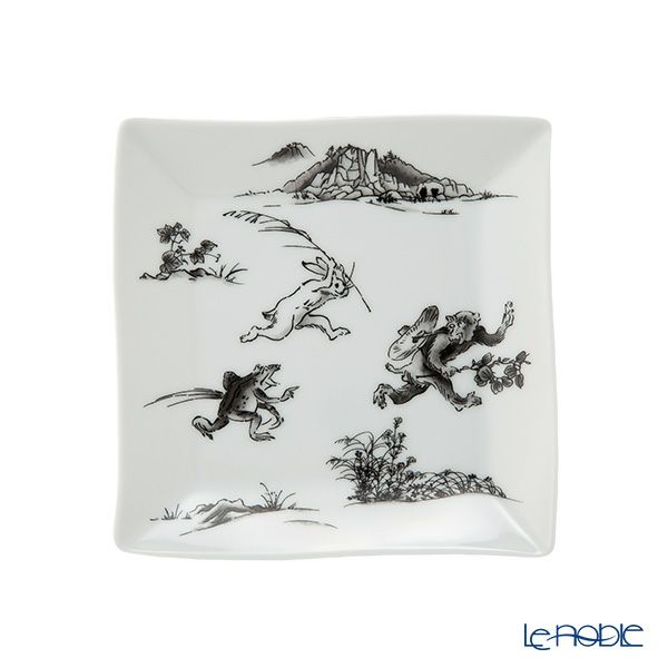 香蘭社 鳥獣戯画 猿追い 角皿 13.5cm 黒 2220K-1FAK5 | ブランド洋食器