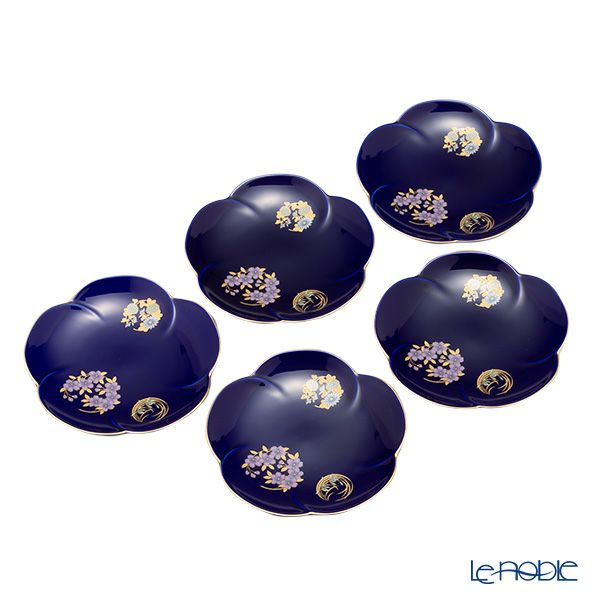 香合 菱形 笹りんどう 染付 銘あり 共箱付 中古 古物 19.01.12-1