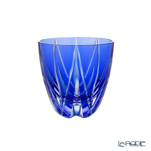 骨董 時代ガラス 青色被せ 精密カット 星切子 中鉢 小皿 1客 骨董