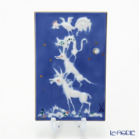 Meissen マイセン陶板画 青のメルヘン いばら姫（額無） マイセン