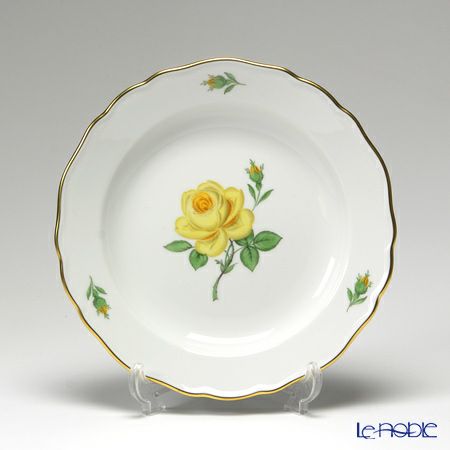 希少】マイセン 陶板 プラーク イエローローズ バラ Meissen 自然主義