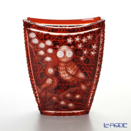 RU-5232 マイセン クリスタル フクロウ彫刻 大花瓶 約25㎝ RU-5232