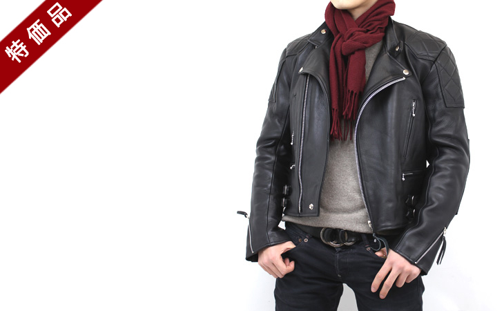 希少42サイズ！！ショットシングルライダースジャケットキルティング黒