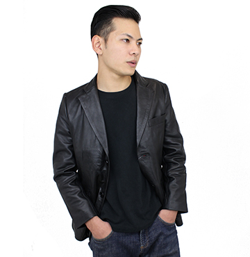 by ファッション Licoriceリコリス ラムレザーテーラードジャケット 黒