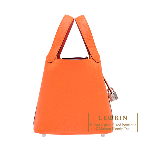 Hermes Picotin Lock Eclat bag 18/PM Orange minium/ Rose azalee