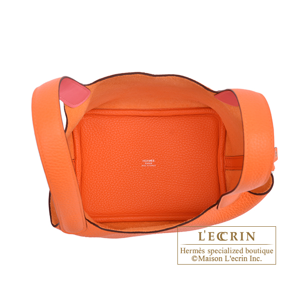 Hermes Picotin Lock Eclat bag 18/PM Orange minium/ Rose azalee