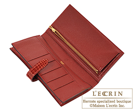 エルメス ベアンスフレ ルージュアッシュ クロコダイル アリゲーター