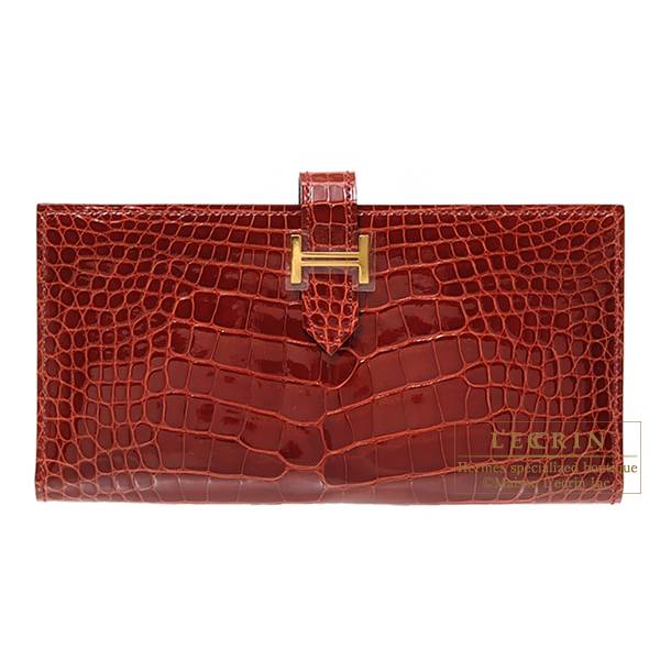 エルメス ベアンスフレ ルージュアッシュ クロコダイル アリゲーター