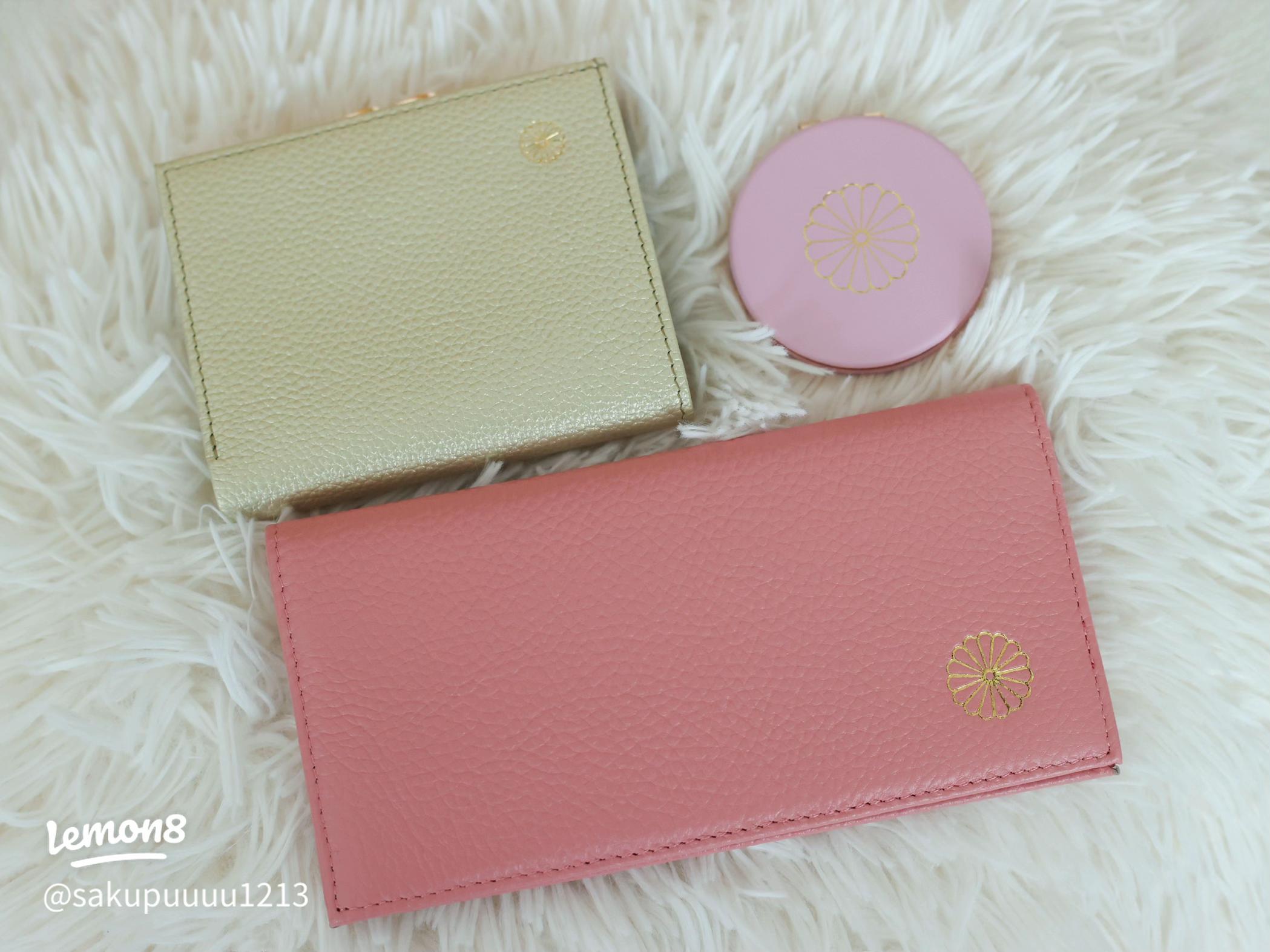 新品】皇居 財布 二つ折り がま口 ピンクベージュ 皇居 財布 がま口 二