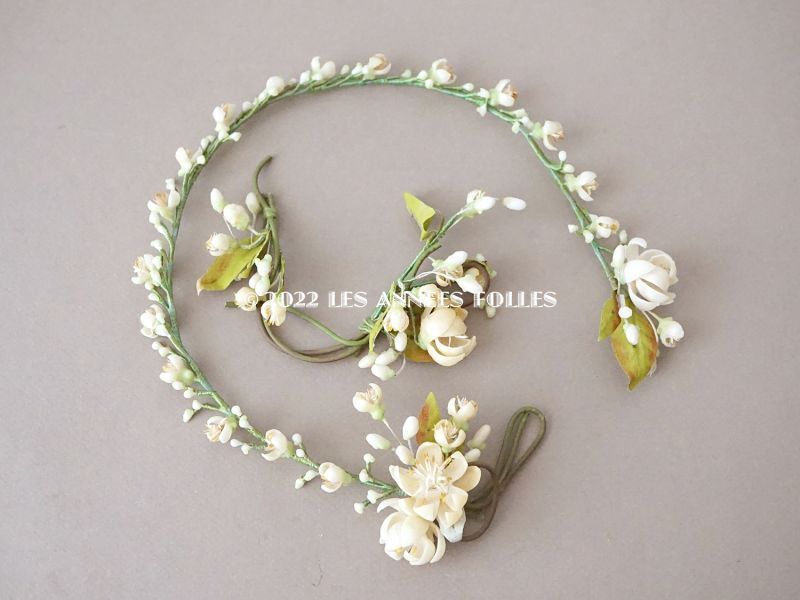 アンティーク ワックスフラワーのティアラ & ブーケのセット