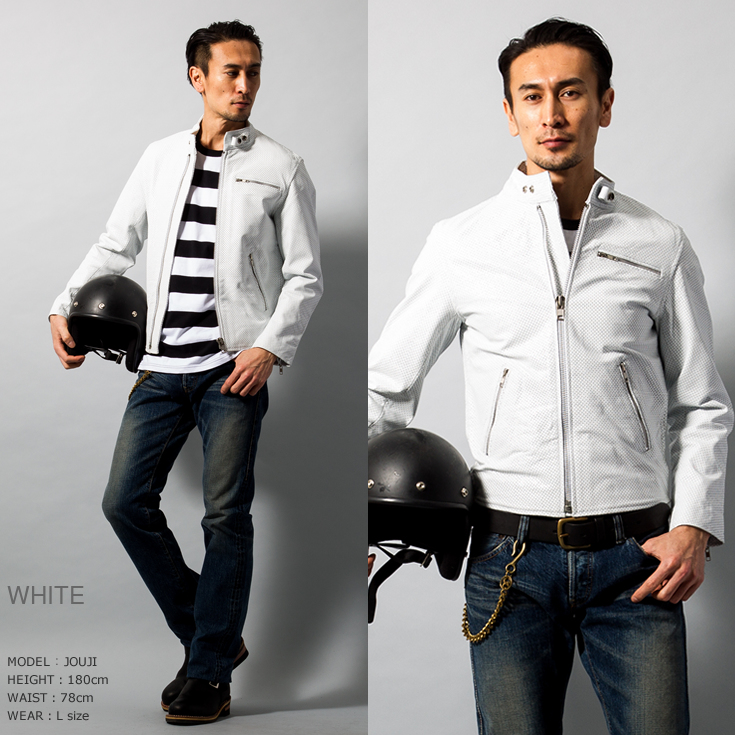 Horn Works 本革 メッシュレザー シングルライダースジャケット メンズ