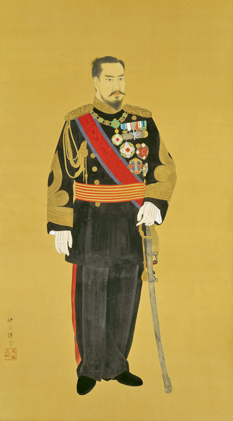 明治26年 ☆『明治天皇陛下肖像画』☆高精細な肖像画 ！ 約97×64cm