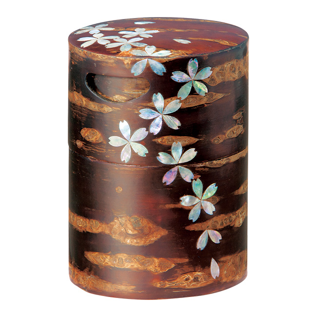 佐藤 大 角館樺細工／スライド式茶筒「桜吹雪」 | ライトアップ