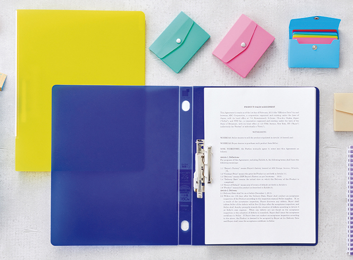 レバーを押すだけで開閉できる『パンチレスファイルワンタッチ＜HEAVY