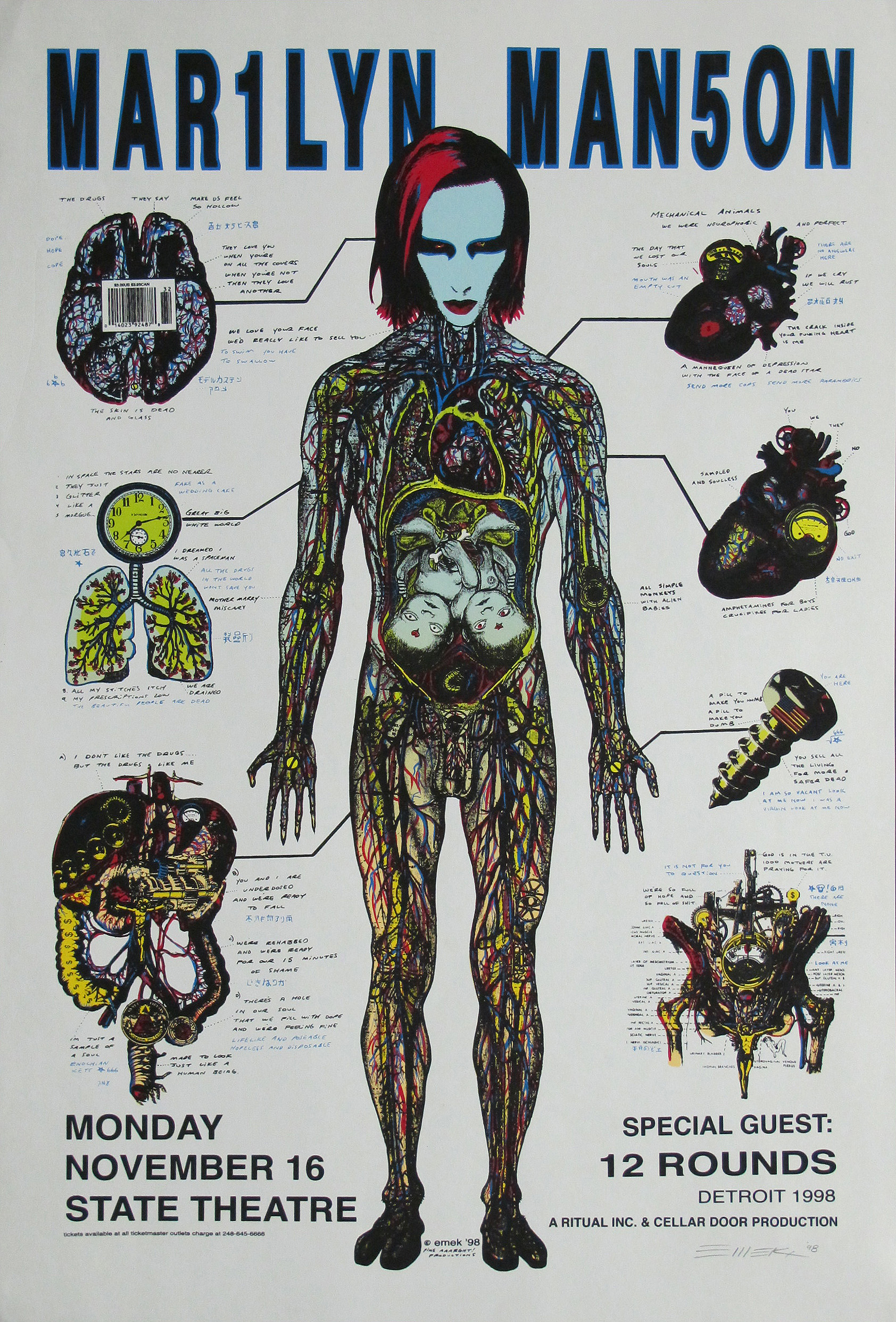 90s vintage poster「MARILYN MANSON」 Marilyn Manson Original Rock