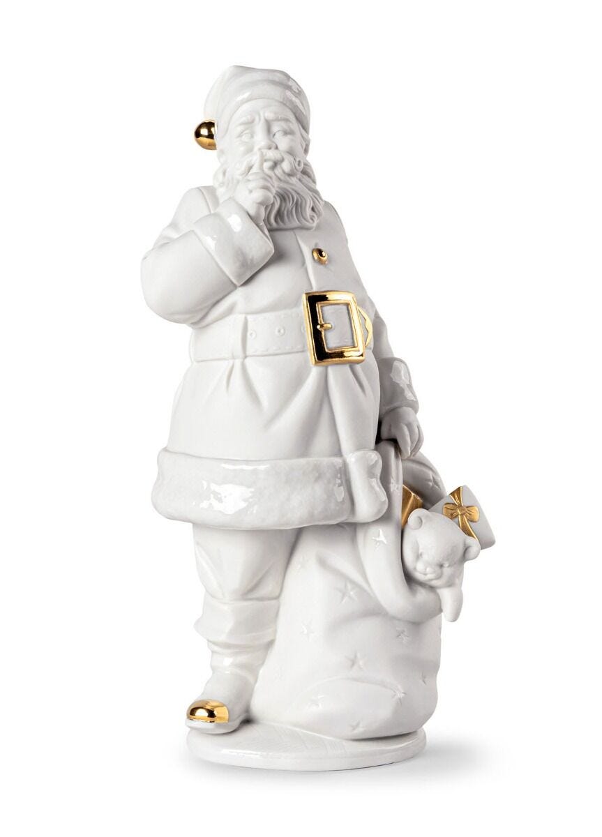 Santa is here Sculpture. White-gold | Lladró® USA