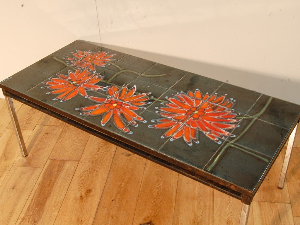 ベルギー 60's ヴィンテージ タイルトップ コーヒーテーブル ロイズ 16