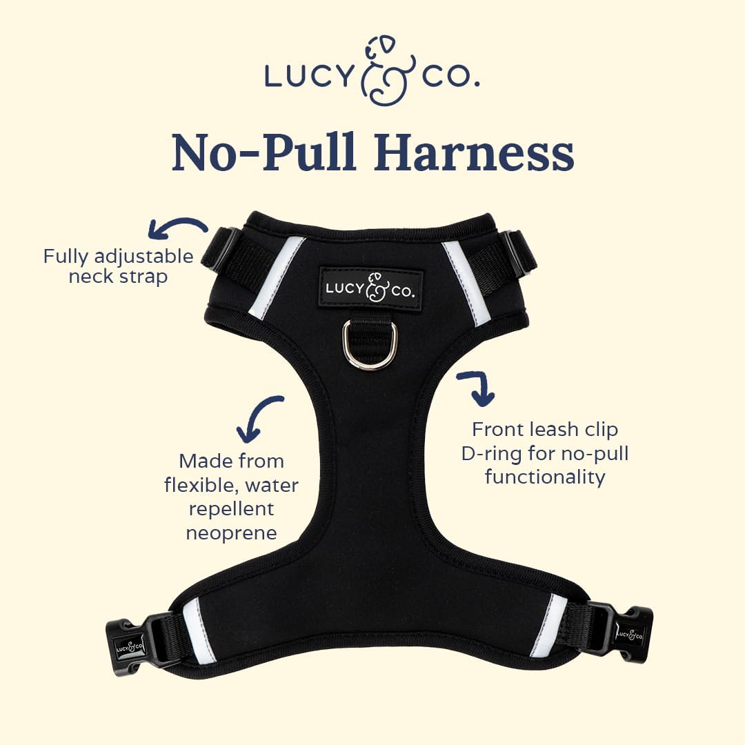 The Midnight Black No-Pull Neoprene Dog Harness | Lucy & Co.