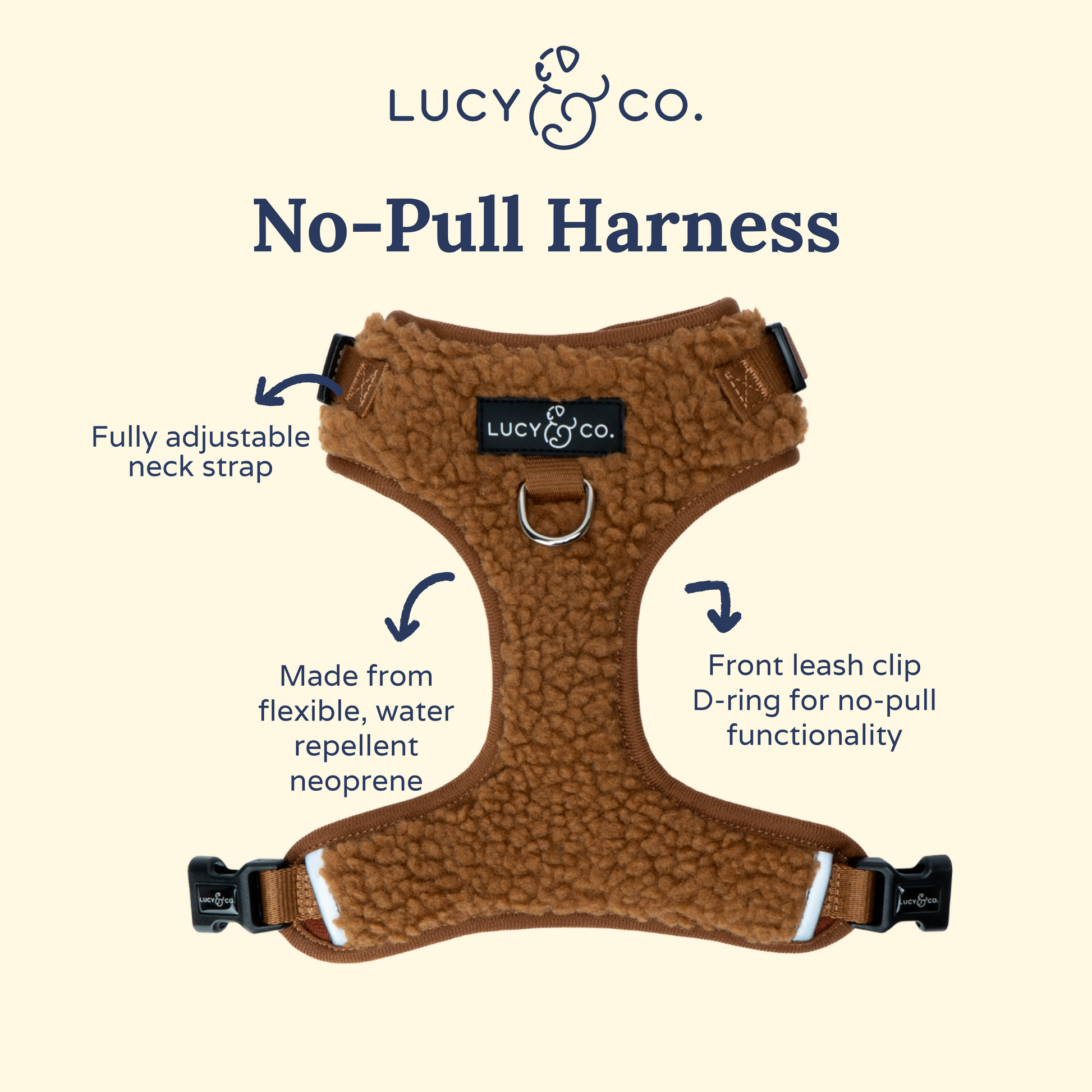 The Cinnamon Brown Teddy Fleece No-Pull Harness | Lucy & Co.