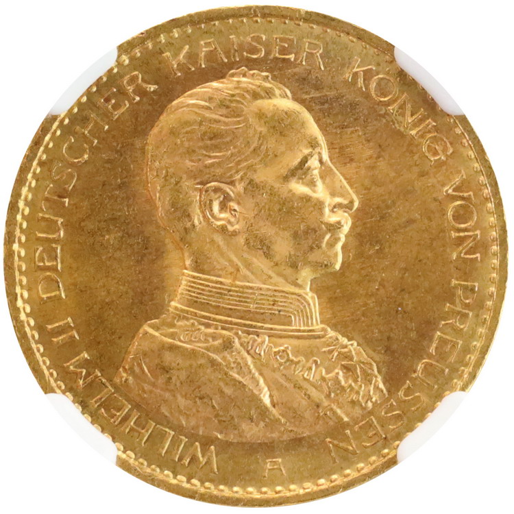 ドイツ プロイセン 1914年 20マルク 金貨 ヴィルヘルム2世 NGC MS63